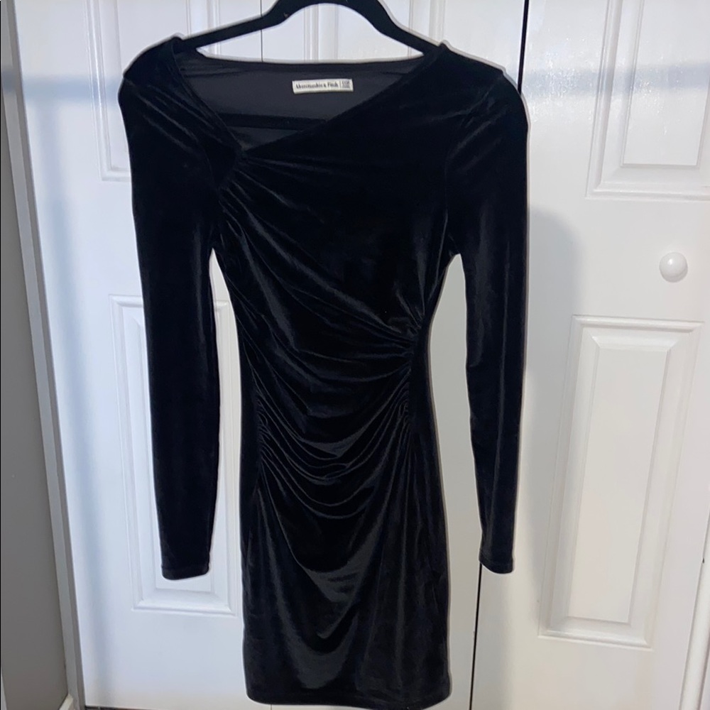 Abercrombie Long-Sleeve Asymmetrical Velvet Mini Dress